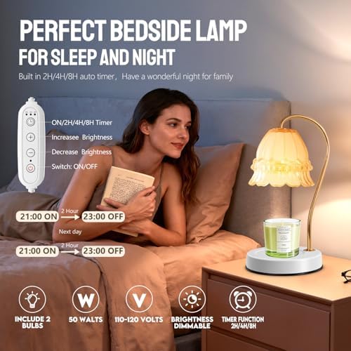 GEEZO Fragrance Candle Warmer Lamp，Electric Candle Warmer with Timer & Dimmer，Mom Christmas Birthday Gifts for Women, House Warming Gifts New Home Bedroom Decor - Image 2