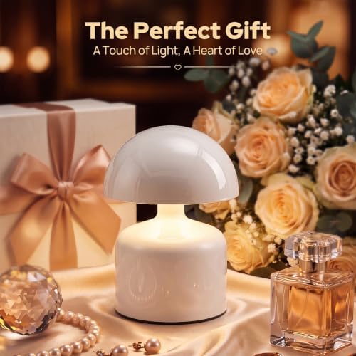 Mini Mushroom Rechargeable Table Lamp Cordless, White - Image 6