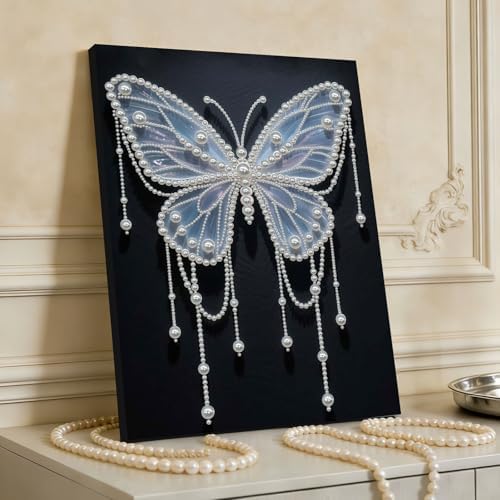 DIY Pearl Painting with Frame, Creative Design, Handmade Stress-Relieving Home Wall Decoration, Includes Frame and Tools-Butterfly-2 - Image 3