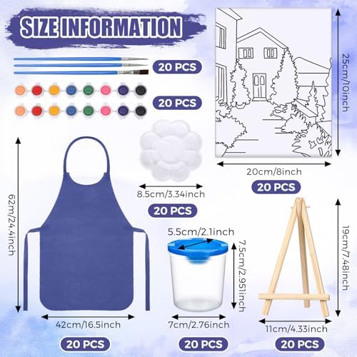 Sherr 140 Pcs 20 Set Pre Drawn Canvas Painting Kit, Sceneries - Image 2