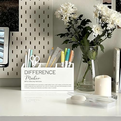 Difference Maker Gift Pen Pencil Holder for Desk, Thank You Appreciation Gifts for Coworkers Leaders Teachers, Difference Maker Wooden Box Sign Decorations for Office Workplace Desk Tabletop - Image 2
