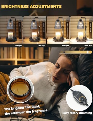Marble Candle Warmer Lamp Black with Cycle Timer, Dimmable Wax Melt Warmer - Image 3