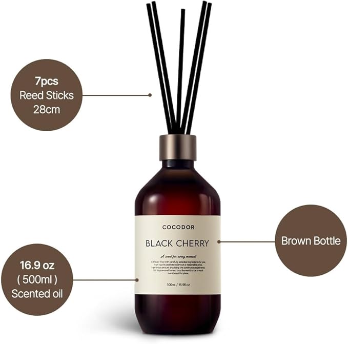 COCODOR Premium Reed Diffuser/Woody Hotel /16.9oz /1 Pack/Large Capacity Fragrance Scent Oil Stick Diffuser Set for Bedroom Bathroom Home Décor