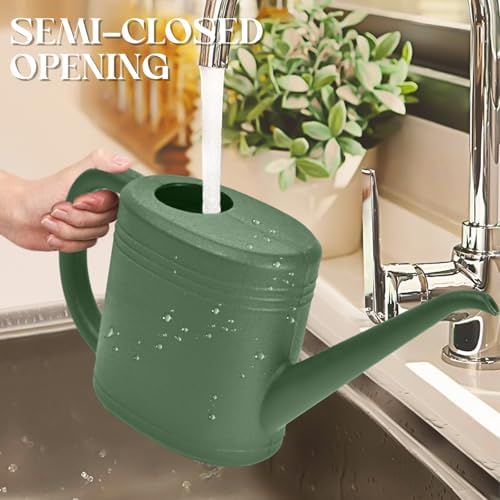 Hand Plastic Watering Can for Home Plant Garden - with Long Stem - 1/4 Gallon - Green - Image 6