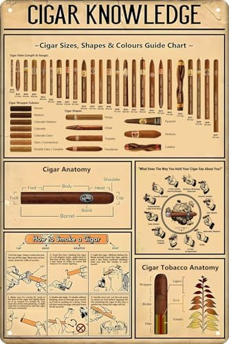 Cigar Quote Wall Decor Vintage Art Poster Plaque Cigar Knowledge Metal Poster Plaques for Home Living Room Kitchen Cafe Bar Garage Wall Decor 8x12 in by CSWLJS