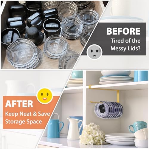 Tumbler Lid Organizer, Versatile Tumbler Lid Storage Holds 10 Lids, Gold - Image 5