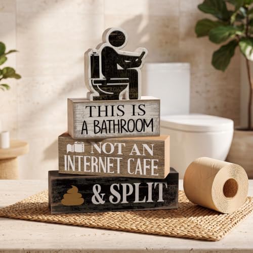 Moucuny 4 Pcs Funny Bathroom Sign, This Is A Bathroom Not An Internet Cafe - Image 2