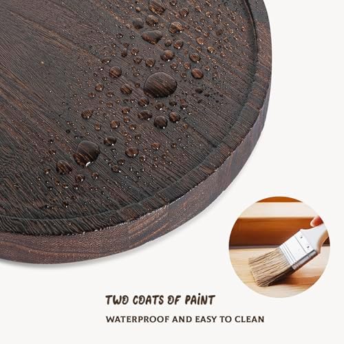 Round Decorative Tray Farmhouse Kitchen Decor Soap Dish, 12" Bark Brown - Image 3