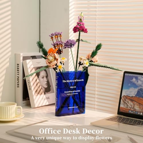Puransen Clear Book-Shaped Vase for Centerpiece Home Indoor Desk Decor，Blue - Image 4