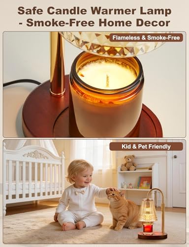 Candle Warmer Lamp for Jar Candles, Dimmable Wax Warmer with Timer & Adjustable Height, Flameless Scented Candle Heater, Birthday Gifts for Mom Women, Housewarming New Home Decor (2 Pack) - Image 2