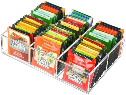 Tasybox Acrylic Tea Bag Organizer, Clear Tea Bag Holder, Drawer Organizer by Tasybox