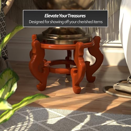 Red Lantern Rosewood Fishbowl Stand - Honey - Size 12.5 in. Base Diameter - Image 2