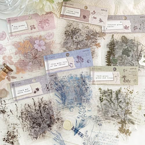 Alideco 120pcs Scrapbook Stickers Vintage Plants and Flowers Scrapbooking Junk Journal Crafts Embelishment Decoration Stickers (menglonghuacao) by Alideco
