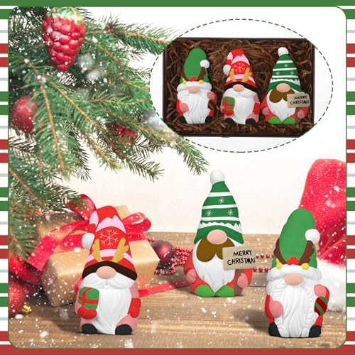 Youyole 3 Pack Gnome Figurines, Christmas DIY Ceramic to Paint Craft Kit - Image 5