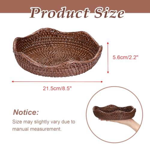 Hipiwe Decorative Key Bowl 8.5" Round Basket Bowl Handwoven Rattan Basket - Image 3