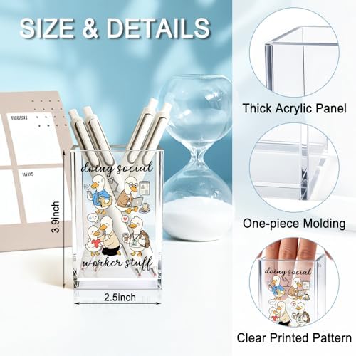 Doing Social Worker Stuff Acrylic Cosmetic Pencil Holder Cup, Silly Goose Pen Holder for Office Desk Accessories for Social Worker, MSW Appreciation Gifts, Marker Holder, MSW Thank You Gifts - Image 2