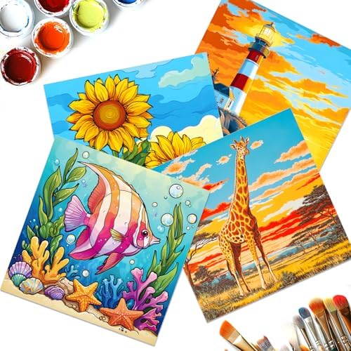 GLASSWINDS 12 Pcs Pre Drawn Canvas to Paint for Adults, 8 x 8 Inch Sip and Painting Kit Outline Canvas Art Pre Printed Canvases for Painting Canvases With Pictures to Paint Party Set(Mixed Style) - Image 4