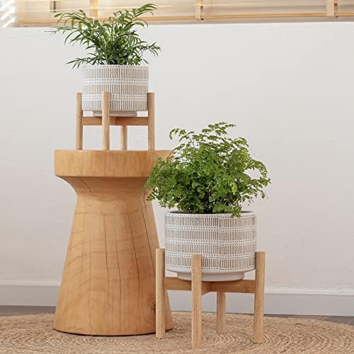 LA JOLIE MUSE Ceramic Planter for Plant, 7.3 Inch Indoor Planter with Stand - Image 4