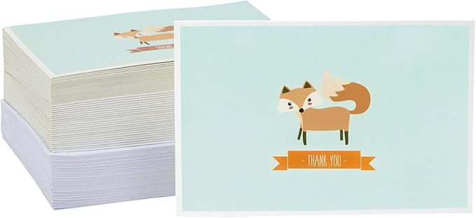 Best Paper Greetings Baby Shower Thank You Cards with Envelopes - Funny Woodland & Cute Animal Designs - Premium Cardstock Greeting Cards with Adhesive Envelopes - 6 Designs, Pack of 48, 4 x 6 In