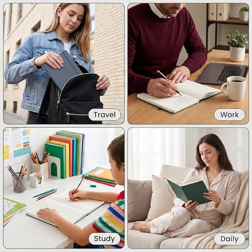 &And Per Se Lined Notebooks 3-Pack Gift Set, A5 Hardcover Journals, 160 Pages 100gsm Thick Paper, 3 Assorted Colors (Red, Turquoise & Lime Green) - Image 6