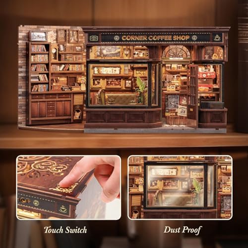 CUTEBEE Book Nook for Adults, DIY Miniature House Kits (Corner Coffee Shop) - Image 4