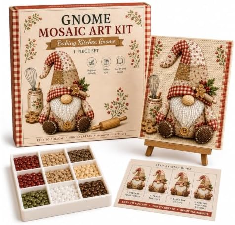 Gnome Mosaic Art Kit, DIY Craft Set for Adults, Cottagecore Desk Decor by Unknown