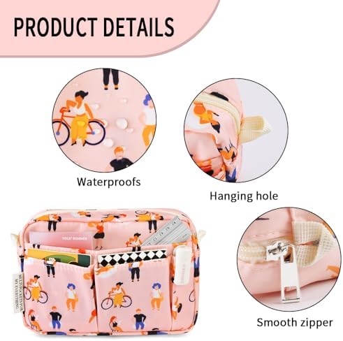 Multiple Pockets Portfolio Organizer with Zipper,Makeup Bag Pencil Pouch - Image 5