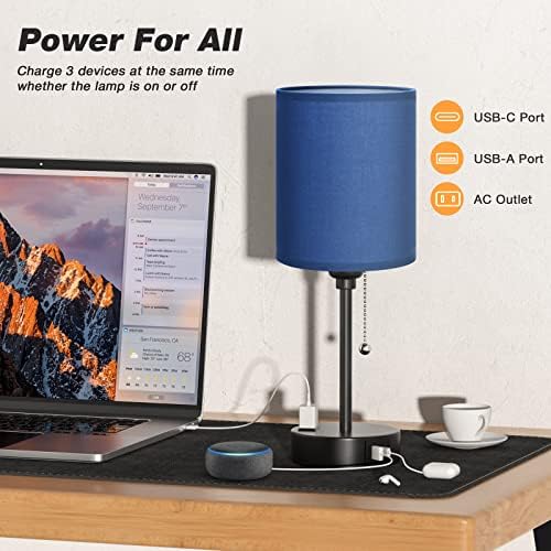 Small Bedside Table Lamp for Bedroom - Desk Lamp with USB Ports for Dorm - Image 3