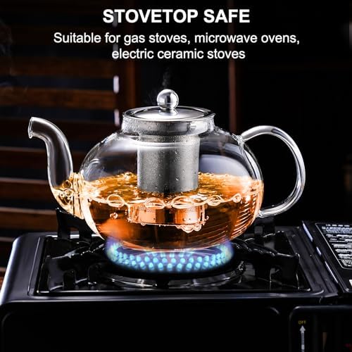 PARACITY Glass Teapot with Infuser, 40 oz Tea Kettle Stovetop, Tea Pot - Image 6