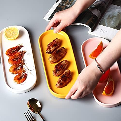 Ceramic Sink Tray, Bathroom Counter Tray, Bathtub Tray, Cosmetics Dish, Candle Tray, Perfume Shampoo Liquid Soap Tray Simple Style Design Suit for Bathroom and Kitchen (Pink) - Image 3