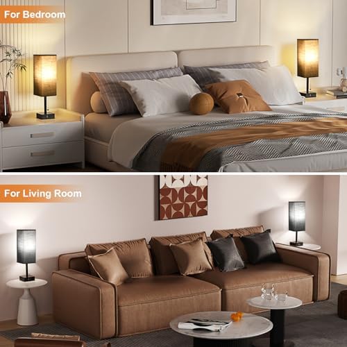 Set of 2 Black Bedside Table Lamps for Bedroom - Nightstand Lamp, USB C+A - Image 6