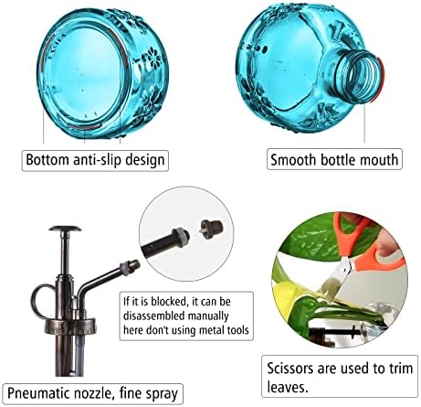 XXXFLOWER Glass Plant Mister Spray Bottle for Indoor Plant Spritzer Succulent Watering Bottle Tall Vintage Style with Bronze Plastic Top Pump - Image 3