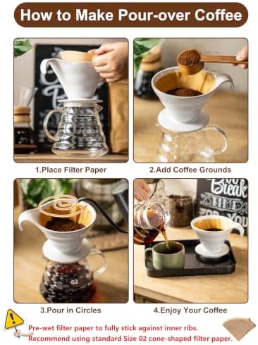 Gomakren Pour Over Coffee Maker, Single-Hole, White Ceramic Coffee Dripper - Image 4