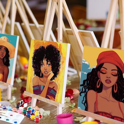 Dinifee 6 Pack Pre Drawn Canvas for Painting Pre Printed Canvas Kit 8 x 10 Inch Stretched Cotton Paint and Sip Set for Adults Couple Party Graduation Summer Date Night(Elegant Lady) - Image 5