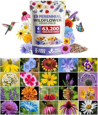 HOME GROWN 19 Wildflower Variety Mix 63,200+ Flower Seeds 4 oz by HOMEGROWN