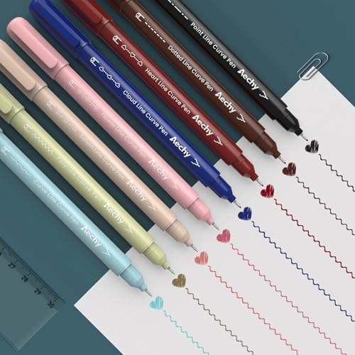 AECHY Dual Tip Curve Highlighter Pens,8 Pattern Roller & 8 Fine Tip Pens - Image 4