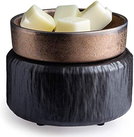 Candle Warmers ETC 2-in-1 Candle and Fragrance Warmer for Warming Scented Candles or Wax Melts and Tarts with to Freshen Room, Primitive Black and Bronze by CandleWarmersEtc
