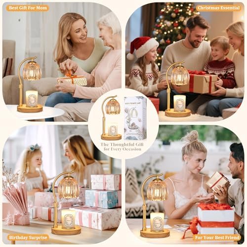 Hong-in Candle Warmer Lamp - with Timer & Dimmer, Modern Home Decor House Warming Gifts, Cozy Birthday Gift for Women Mom (Amber) - Image 6