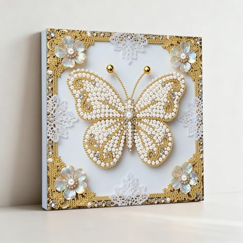 Pearl Art Kits Painting for Adults, DIY Mindfulness Therapy with Framed Canvas and Tools, Beginner Wall Decor-Butterfly - Image 7