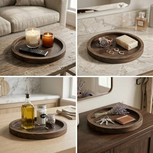 Wood Tray Round for Decoration: 100% Solid Wood - Image 4