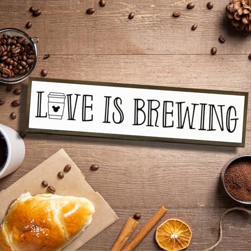 Coffee Decor Sign, Love Signs for Home Kitchen Decor, Coffee Station Decors for Wall, Cafe Decoration, Rustic Wooden Hanging Signs, Love is Brewing Sign, 17.8x4x1.2 inches - Image 4
