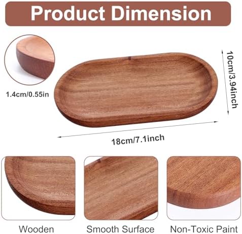 Oval Small Wood Tray, 2 Pack Oval Wooden Small Serving Tray with Edge, Wood Plates for Food Salad Dessert Fruit Bread Kitchen Counter Coffee Bar Bathroom Vanity Organizer - Image 2