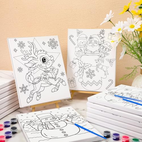 Sherr 15 Set 75 Pcs Christmas Pre Drawn Painting Canvas Kit for Adults - Image 6