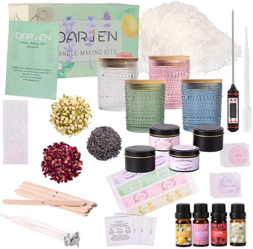 DARJEN Candle Making Kit for Adults, 8 Jars & Tins Soy Wax Scented DIY Set by DARJEN