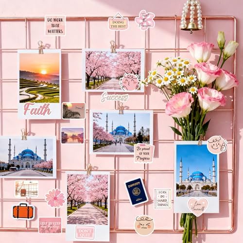 Pink Vision Board Supplies - 50 Pcs Travel Scrapbook Stickers - Image 2