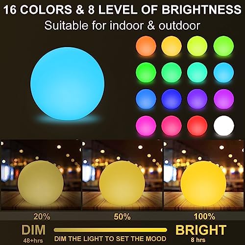 Glowing LED Ball Light, 12-inch RGB Color Changing Globe Orb Night Lamp - Image 2
