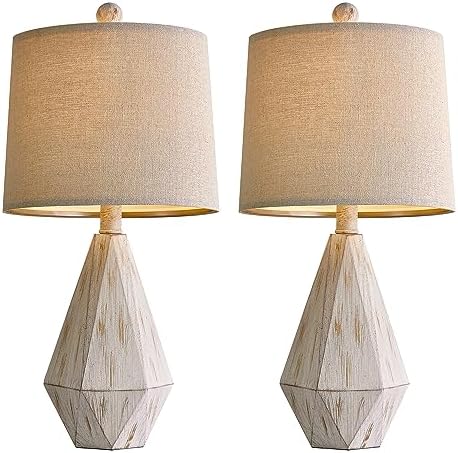 PoKat 20.25" Rustic Table Lamp Set of 2 for Bedroom Living Room Vintage Retro Traditional Nightstand Bedside Lamps Kids Room Study Room Office with Linen Shade, Suitable for Small Place - Image 6