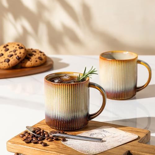 theterra Ceramic Coffee Mugs Set of 6, 14.2 oz Coffee Cups with Handle - Image 6