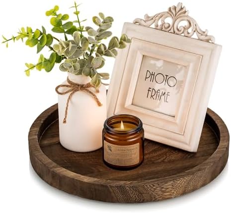 Hanobe Round Wooden Candlestick Holder Trays for Table Centerpiece Decor by Hanobe