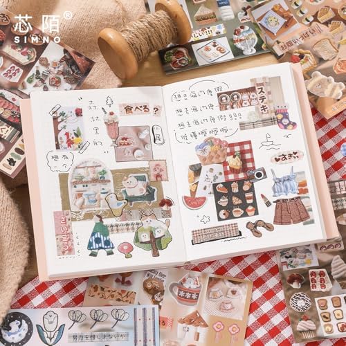 Alideco 30pcs Scrapbook Stickers Vintage Gourmet Desserts Sticker Book for Adults Sticker journaling Stickers for Scrapbooking (shiguangxiaoji) - Image 3